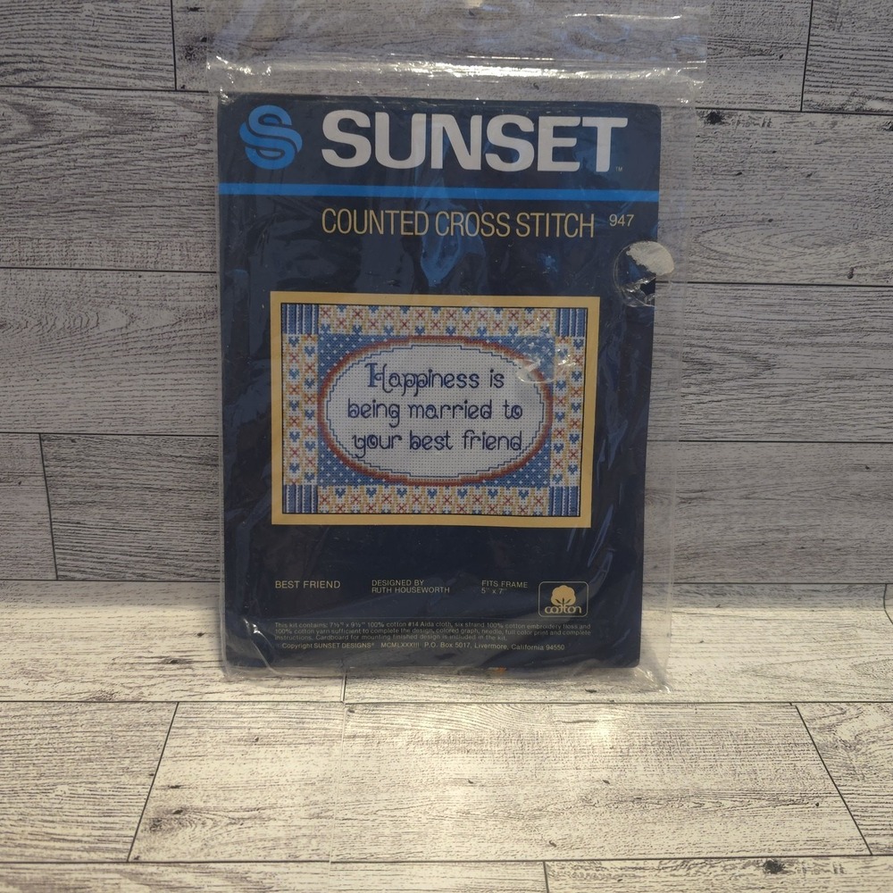 Sunset Best Friend Counted‎ Cross Stitch Kit #947 Vtg 1983 Sealed